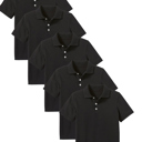 Black (5-Pack) 10 5-Pack School Uniform Tagless Polo Tshirt for Little Boys & Big Boys
